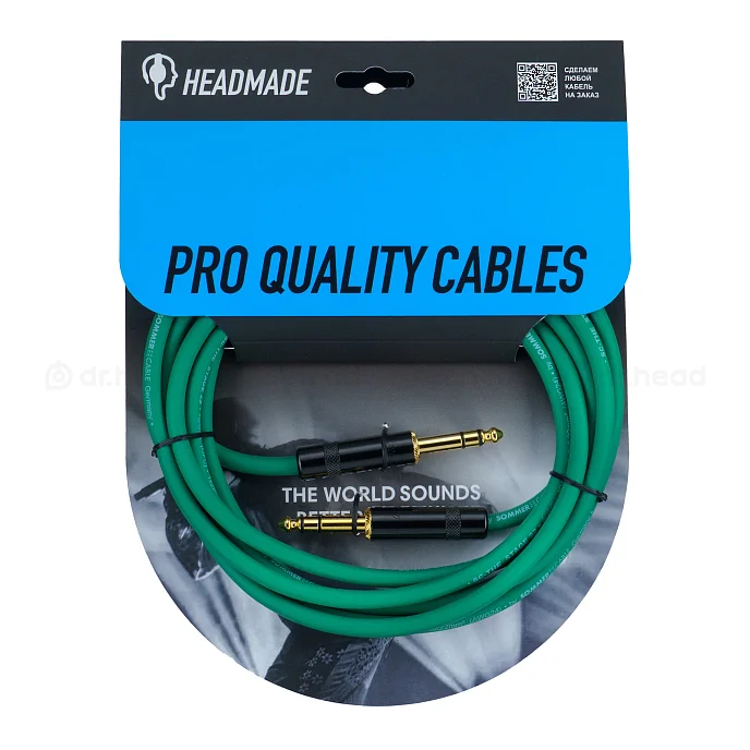Кабель HeadMade Pro 6.3mm - 6.3mm Green 3m - рис.0