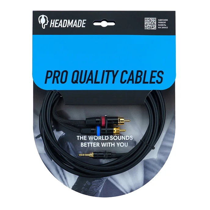 Кабель HeadMade Pro 2RCA - 3.5mm Black 2m - рис.0