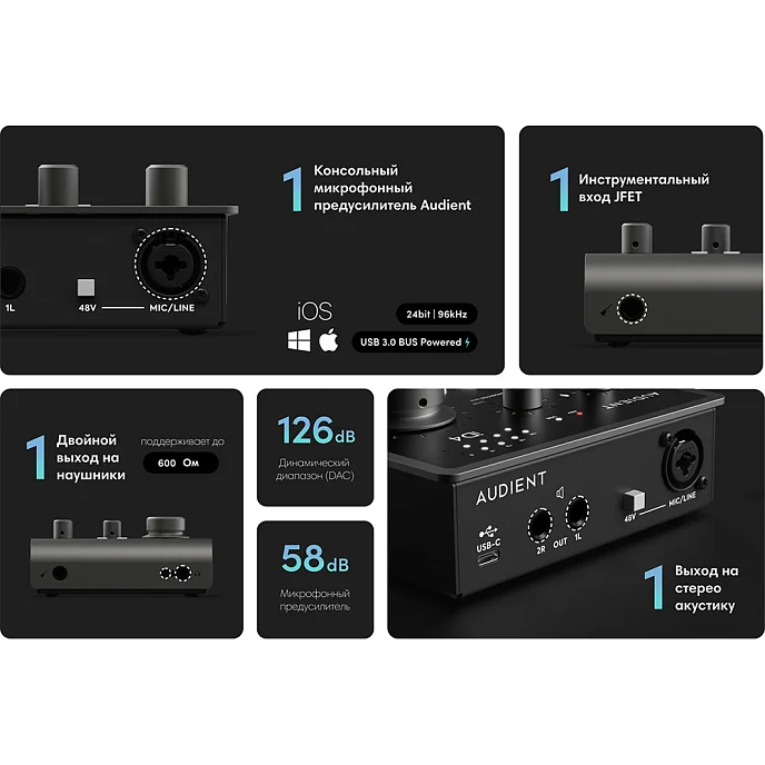 Аудиоинтерфейс Audient iD4 MKII Black - рис.5