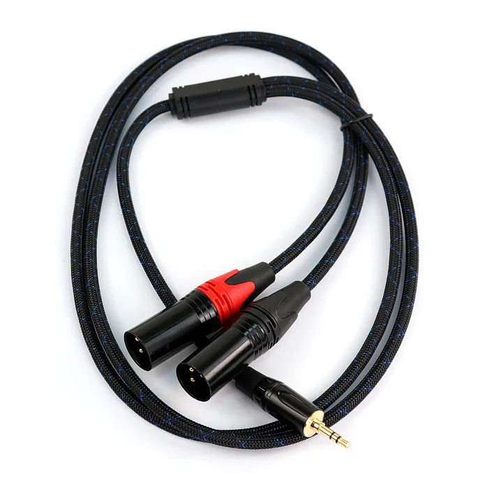 Кабель AuraSonics J35Y2XM-1-LONG Black 3.5mm - 2XLR 1m - рис.0