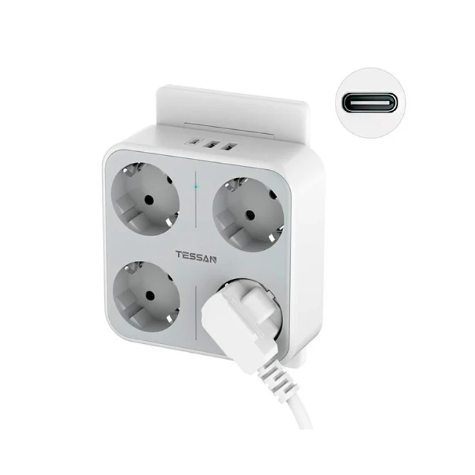 Сетевой фильтр Tessan TS-302-DE-C Grey - рис.0