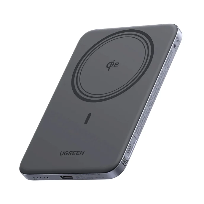 Внешний аккумулятор Ugreen PB580 MagFlow Air Ultra-Slim 5000mAh Grey Cosmos - рис.0