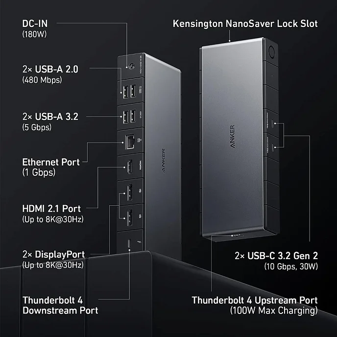 Док-станция Anker 778 Thunderbolt Docking Station Grey - рис.3