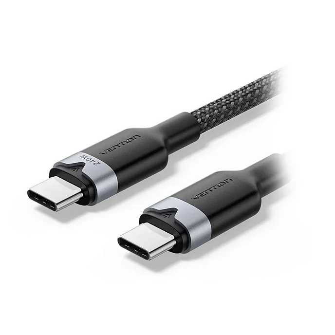 Кабель Vention USB 2.0 USB-C - USB-C 5А PD240W Black 2m - рис.0