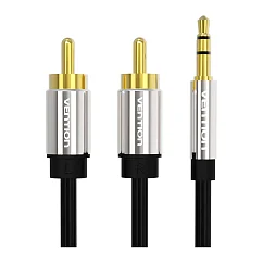 Кабель Vention 3.5mm Male - 2RCA Male Black 5m