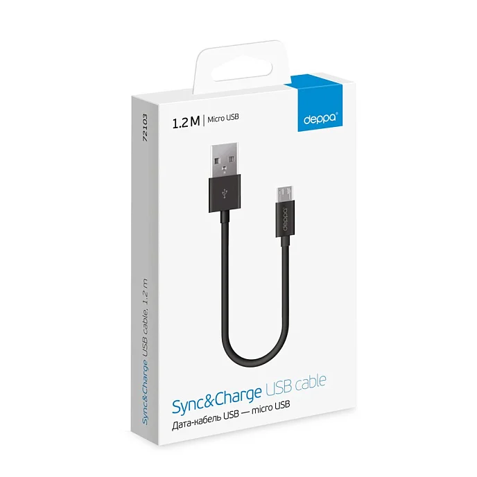 Кабель Deppa USB-microUSB Black 1.2 m - рис.1
