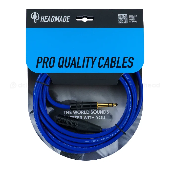 Кабель HeadMade Pro XLR-M - 6.3mm Blue 3m - рис.0