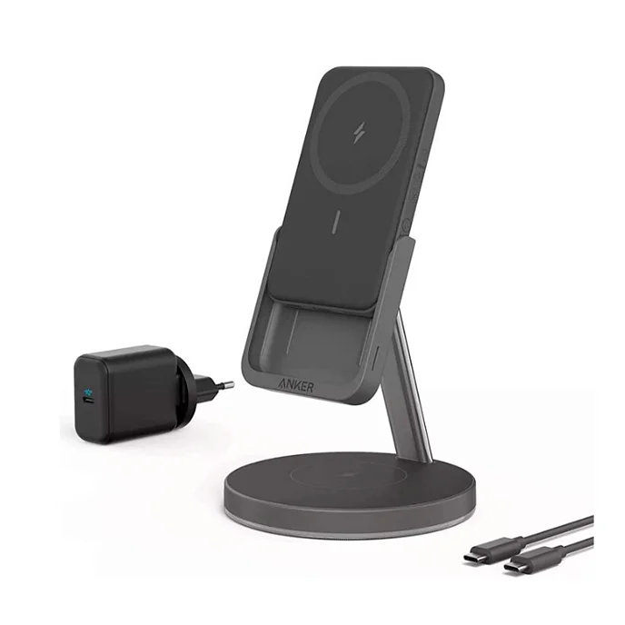 Зарядное устройство Anker MagGo 2-1 Magnetic Wireless Charger Black - рис.0