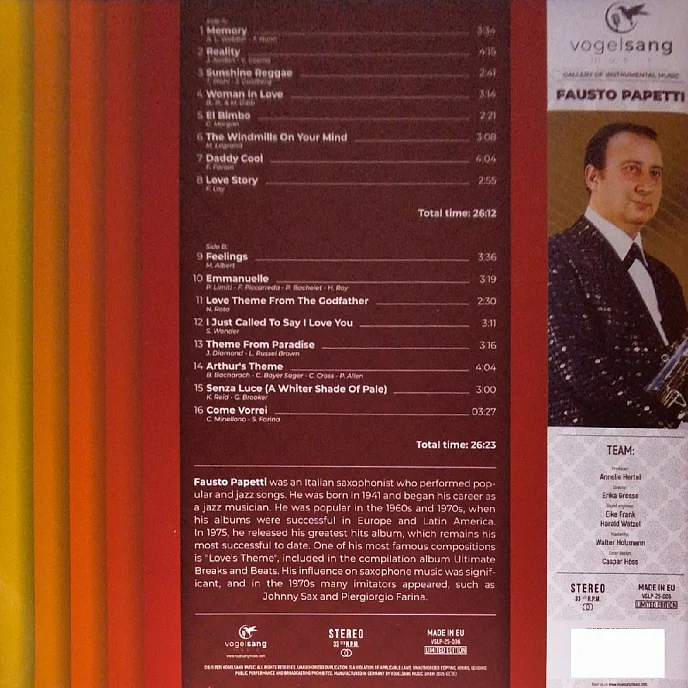Виниловая пластинка Fausto Papetti - The Greatest Hits All Of Time LP - рис.1