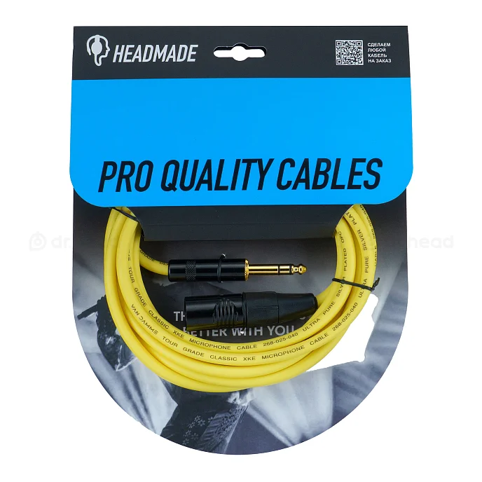 Кабель HeadMade Pro XLR-M - 6.3mm Yellow 3m - рис.0