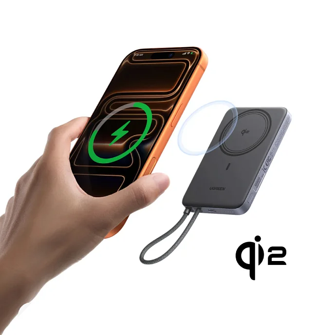 Внешний аккумулятор Ugreen PB570 MagFlow Air Ultra-Slim 10000mAh with USB-C Grey Cosmos - рис.1