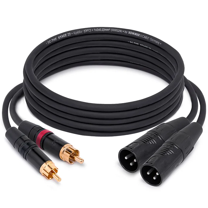 Кабель HeadMade Pro 2RCA - 2XLR-m Black 3m - рис.0