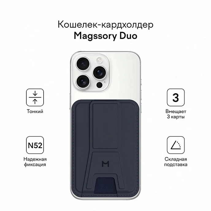 Чехол для смартфонов Magssory Duo Magnetic Kickstand Wallet Midnight - рис.3