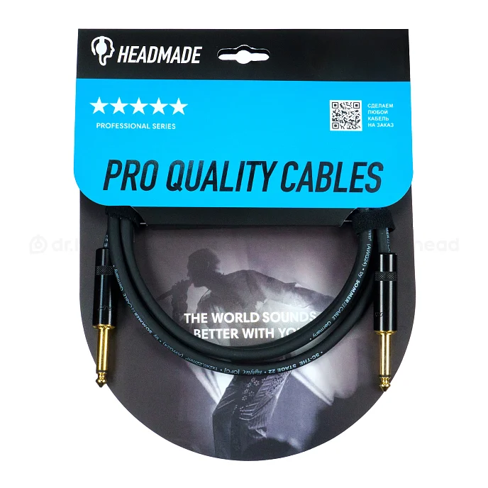 Кабель HeadMade Pro 6.3mm - 6.3mm Black 2m - рис.0
