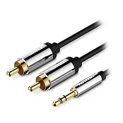 Кабель Vention 3.5mm Male - 2RCA Male Black 5m