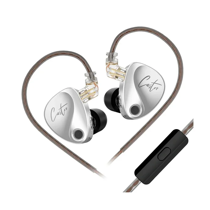 Наушники мониторные KZ Castor Harman Edition With Mic Silver - рис.0