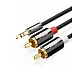 Кабель Ugreen AV116 (10749) Jack 3.5mm - 2RCA 1.0m Black - рис.0