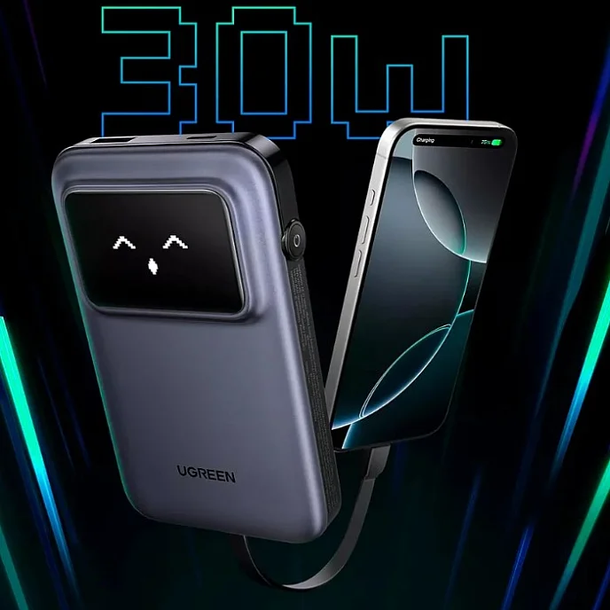 Портативный аккумулятор Ugreen PB511 (35603B) UNO 10000mAh Quick Charging 30W Grey - рис.1