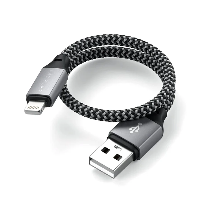 Кабель Satechi USB-A to Lightning Short Cable Space Grey - рис.2