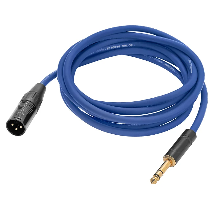 Кабель HeadMade Pro XLR-M - 6.3mm stereo Blue 3m - рис.1