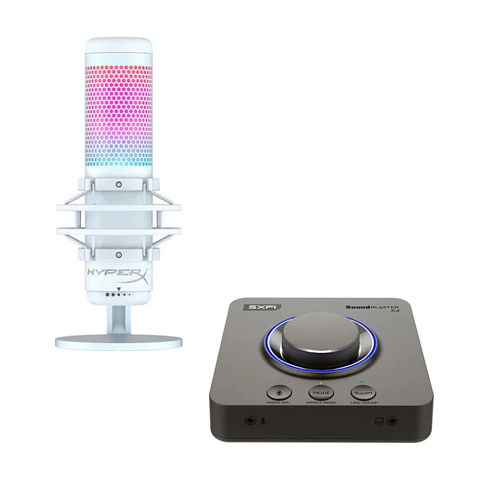 Комплект HyperX QuadCast S White + Creative Sound Blaster X4 - рис.0