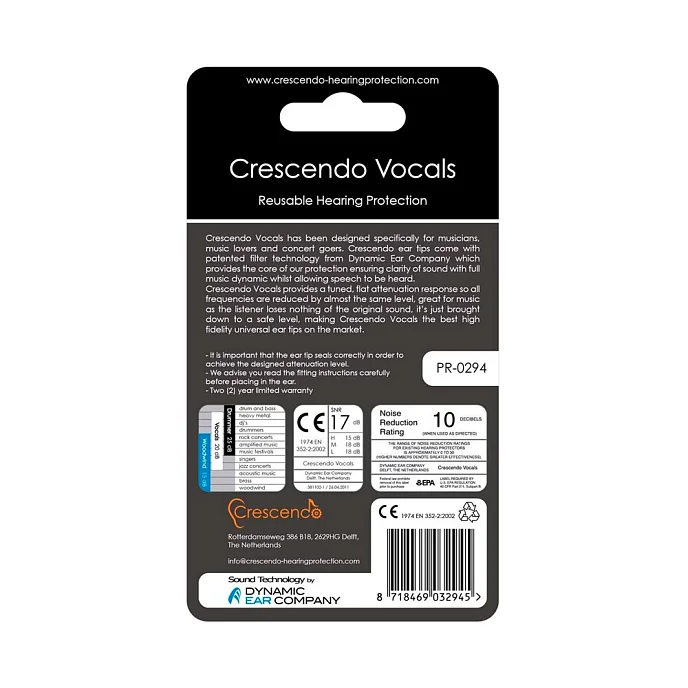 Беруши для музыкантов Dynamic Ear Company Crescendo Vocals 20 - рис.2