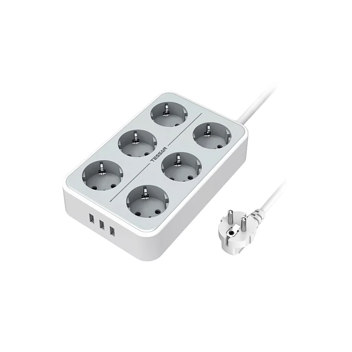 Сетевой фильтр Tessan TS-303 Grey - рис.0