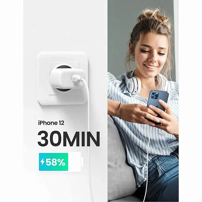 Сетевое зарядное устройство Ugreen CD241 (10220) USB-C 20W PD Fast Charger White - рис.7