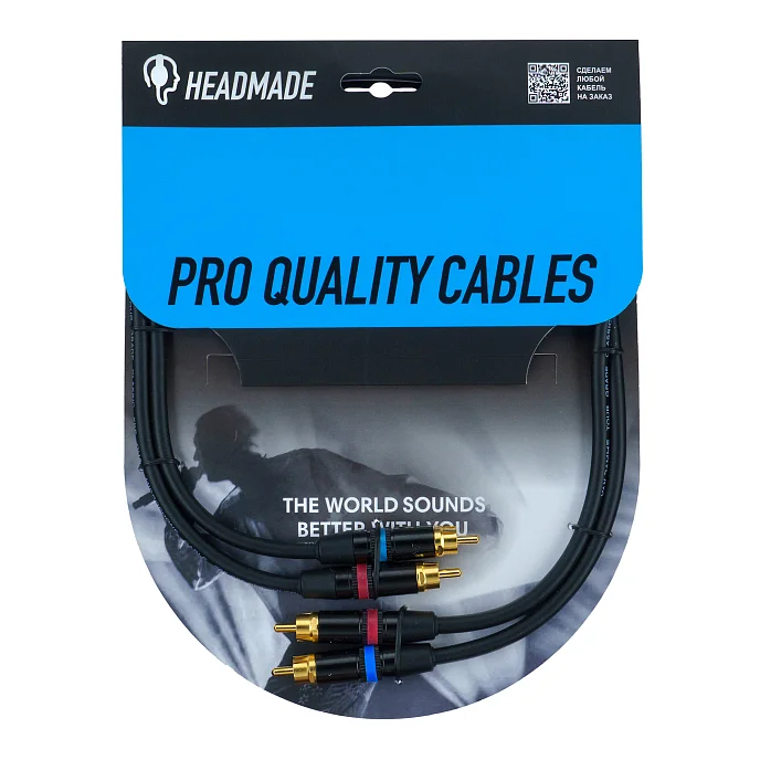 Кабель HeadMade Pro 2RCA - 2RCA Black 0.62m - рис.0