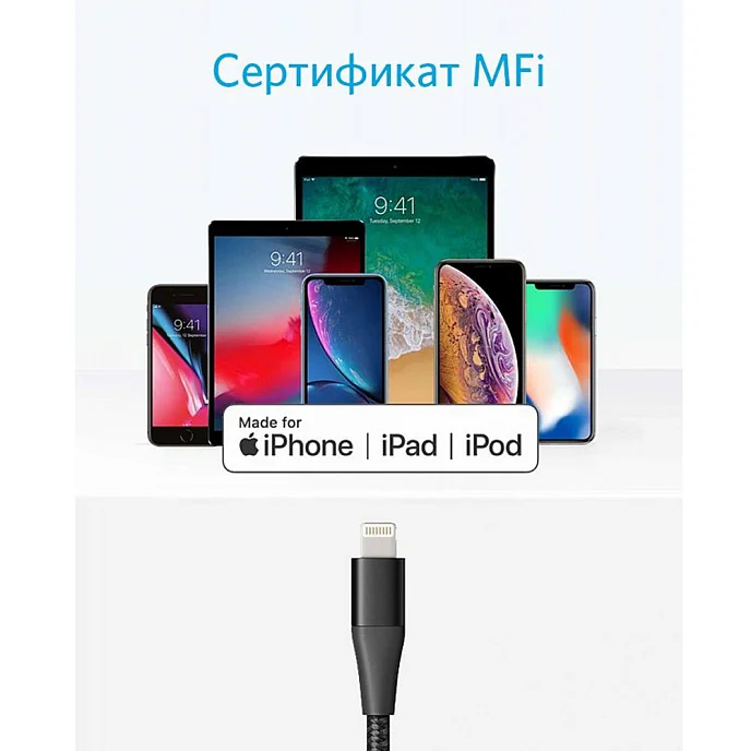 Кабель Anker PowerLine+ II USB-C - Lightning Black 1.8m - рис.3