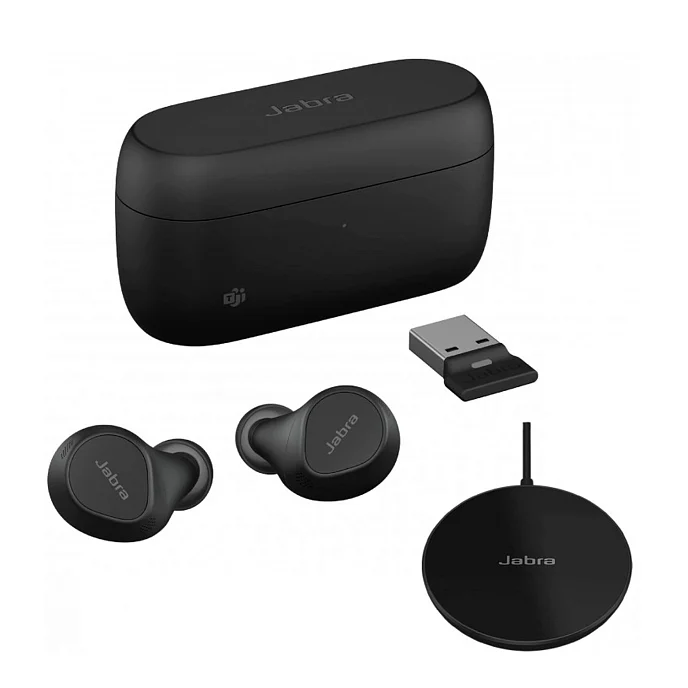 Беспроводные наушники Jabra Evolve2 Buds USB-A MS Wireless Charging Pad Black - рис.1