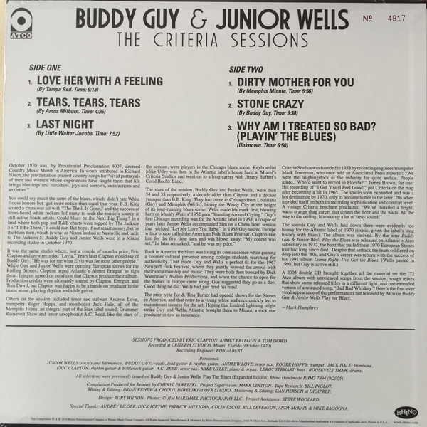 Виниловая пластинка Buddy Guy & Junior Wells - The Criteria Sessions - рис.2