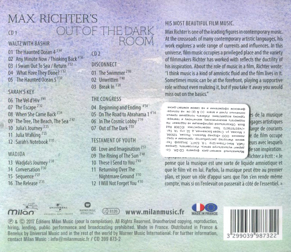 CD-диск MAX RICHTER OUT OF THE DARK ROOM CD - рис.1
