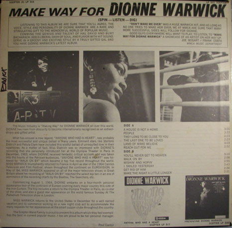 Виниловая пластинка Dionne Warwick - Make Way For Dionne Warwick LP - рис.1