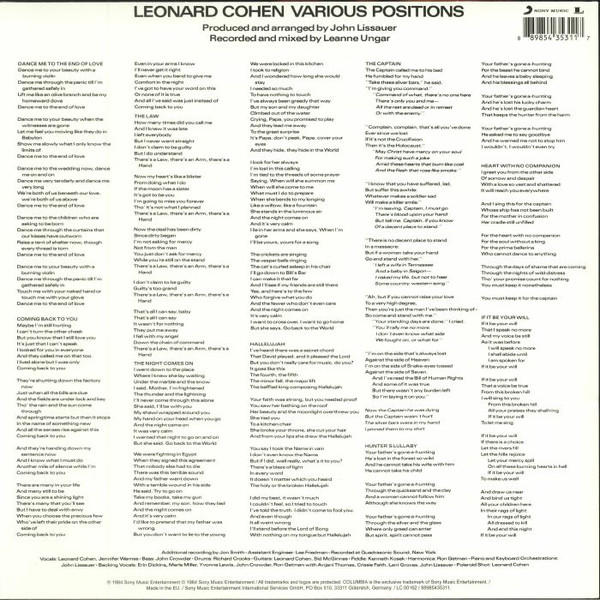 Виниловая пластинка Leonard Cohen - Various Positions - рис.1