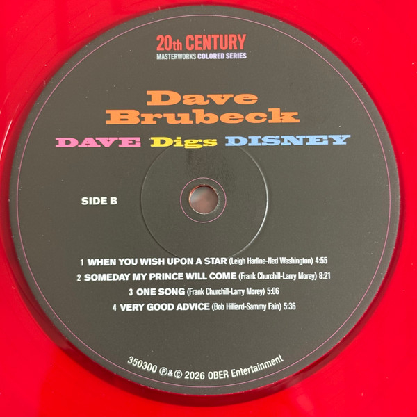 Виниловая пластинка The Dave Brubeck Quartet - Dave Digs Disney (Red) LP - рис.5