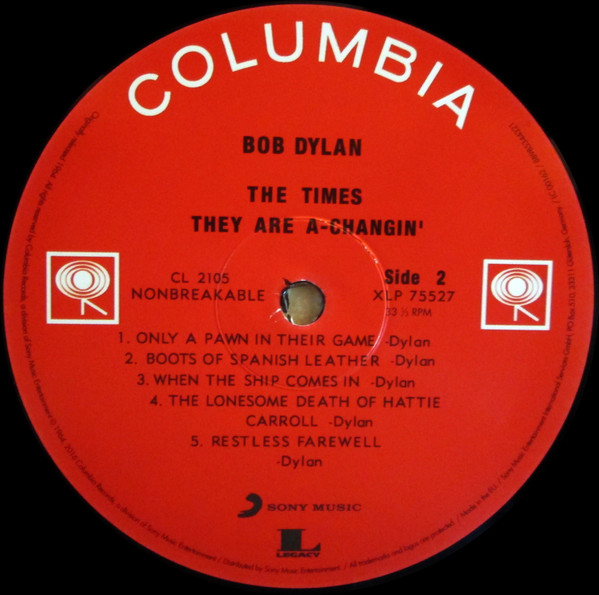Виниловая пластинка Bob Dylan - The Times They Are A-Changin' - рис.3