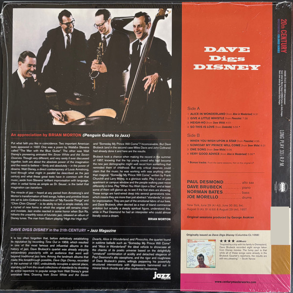 Виниловая пластинка The Dave Brubeck Quartet - Dave Digs Disney (Red) LP - рис.1