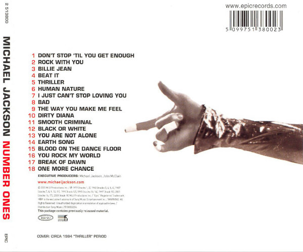 CD-диск MICHAEL JACKSON NUMBER ONES CD - рис.1