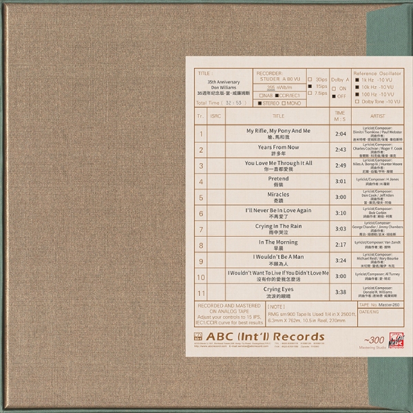 Магнитная лента 35th Anniversary Don Williams (1970 - 2005) 38/2 - рис.1