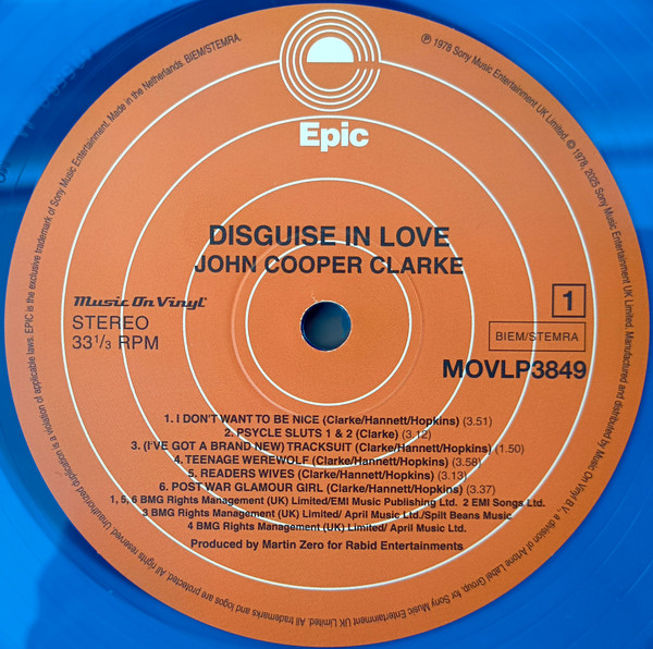 Виниловая пластинка John Cooper Clarke – Disguise In Love - Blue - LP - рис.2