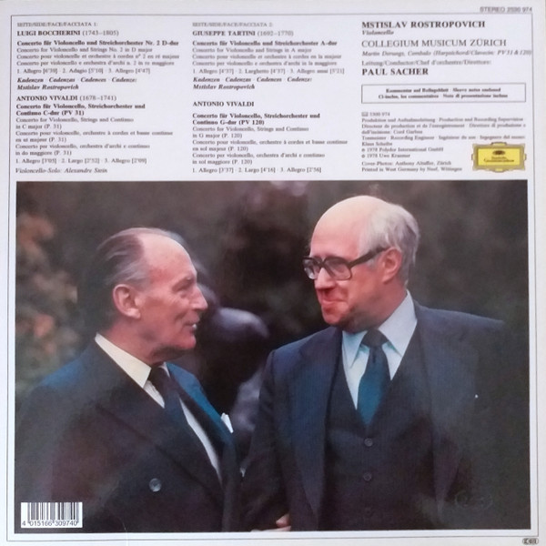 Виниловая пластинка Vivaldi, Tartini & Boccherini - Deuteche Granmmophon - Cello Concertos - LP - рис.1