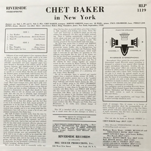 Виниловая пластинка Chet Baker - In New York LP - рис.1