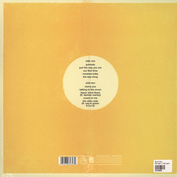 Виниловая пластинка Bruno Mars - Doo-Wops & Hooligans - Yellow LP - рис.3