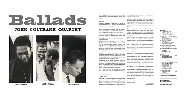 Виниловая пластинка John Coltrane Quartet - Ballads - рис.2