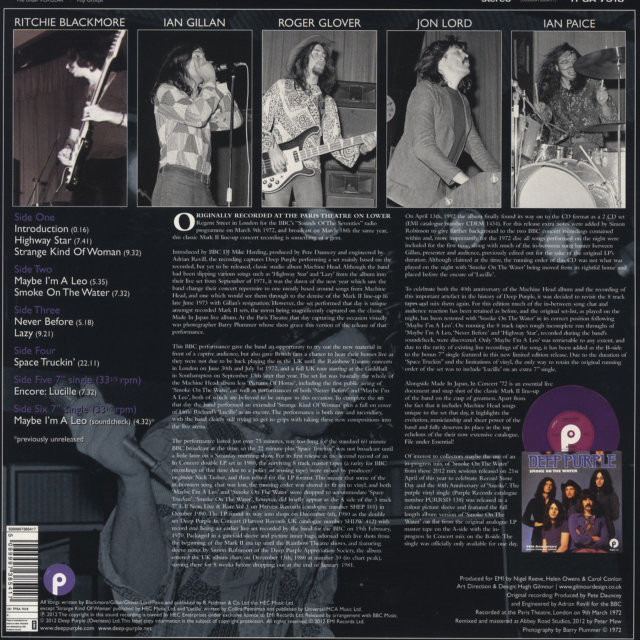 Виниловая пластинка DEEP PURPLE IN CONCERT '72 LP - рис.1