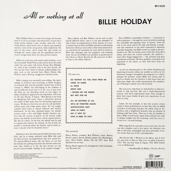 Виниловая пластинка Billie Holiday – All Or Nothing At All - LP - рис.1