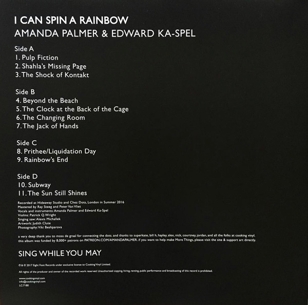 Виниловая пластинка Amanda Palmer & Edward Ka-Spel – I Can Spin A Rainbow 2LP - рис.1