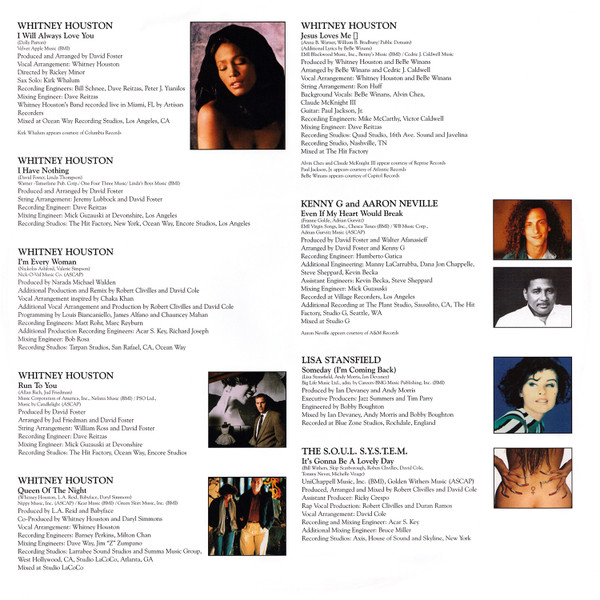 Виниловая пластинка Whitney Houston – The Bodyguard (Original Soundtrack Album) LP - рис.2