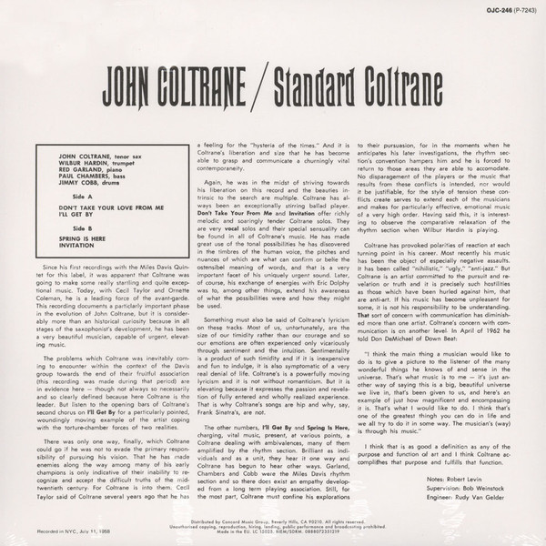 Виниловая пластинка John Coltrane - Standard Coltrane - рис.1